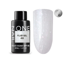 ONE NAIL Gel FLUID #25 30г (бутылка) Гель для укрепления жидкий с хлопьями Юки молочный