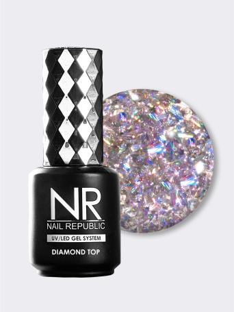 NAIL REPUBLIC   Top DIAMOND   #08   10мл   Топ без л/с с поталью