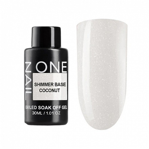 ONE NAIL   Base SHIMMER COCONUT   30мл (бутылка)   База камуфлирующая эластичная c шиммером молочная  (легкие в снятии)