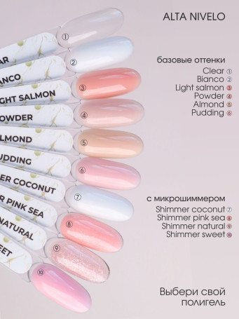 ALTA NIVELO   Жидкий полигель для укрепления   15мл   SHIMMER PINK SEA