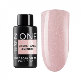 ONE NAIL Base SHIMMER LEMONADE 30мл (бутылка) База камуфлирующая эластичная c шиммером (легкие в снятии)