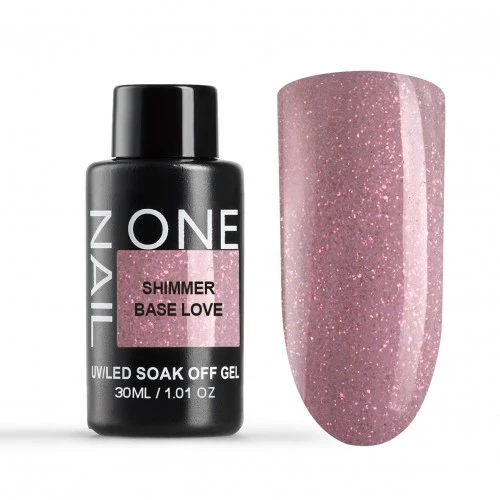 ONE NAIL   Base SHIMMER LOVE   30мл (бутылка)   База камуфлирующая эластичная c шиммером  (легкие в снятии)