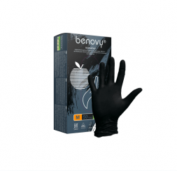 BENOVY, перчатки нитриловые, черные S, 50 пар