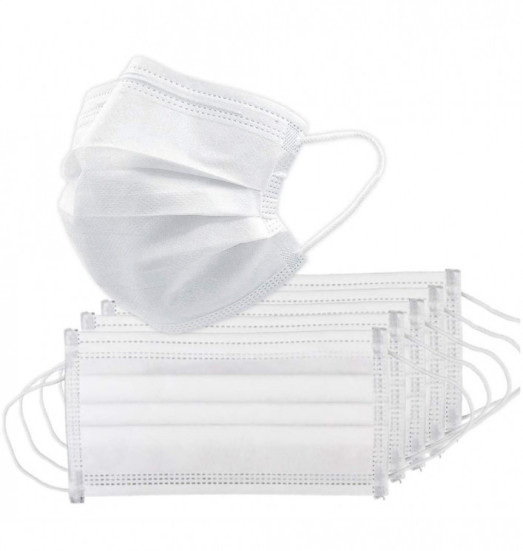NAIL ART   Маска медицинская трехслойная одноразовая нестерильная БЕЛАЯ  (50шт)