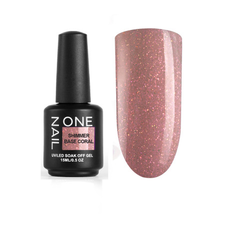ONE NAIL   Base SHIMMER CORAL   15мл   База камуфлирующая эластичная c шиммером  (легкие в снятии)