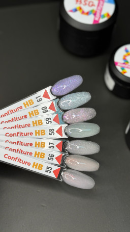 BSG   KONFITYUR HB   #60   НИЗКАЯ ВЯЗКОСТЬ   13г (шайба)   Гель для моделирования средне-жидкий полупрозрачный молочный с хлопьями Юки