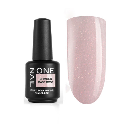 ONE NAIL   Base SHIMMER ROSE   15мл   База камуфлирующая эластичная c шиммером  (легкие в снятии)