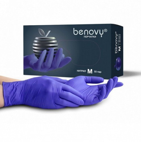 BENOVY   Сиренево-голубые   M   Перчатки нитриловые  50пар   (СНЯТО)