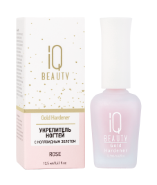 IQ BEAUTY Gold Hardener ROSE 12,5мл Укрепитель для ослабленных и ломких ногтей с коллоидным золотом