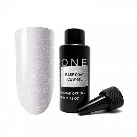 ONE NAIL   Base ICE WHITE   50мл (бутылка)   База прозрачная жесткая c шиммером