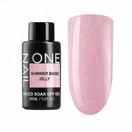 ONE NAIL Base SHIMMER JELLY 30мл (бутылка) База камуфлирующая эластичная c шиммером (легкие в снятии)