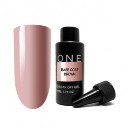 ONE NAIL   База камуфлирующая эластичная  (легкие в снятии)  Base   BROWN  (бутылка)   50мл