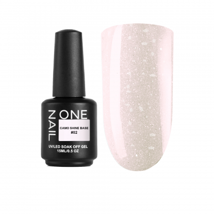 ONE NAIL   База камуфлирующая с хлопьями Юки   Base   CAMO SHINE   #02   15мл