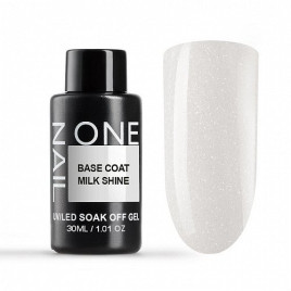 ONE NAIL Base MILK SHINE 30мл (бутылка) База камуфлирующая эластичная с шиммером (легкие в снятии)