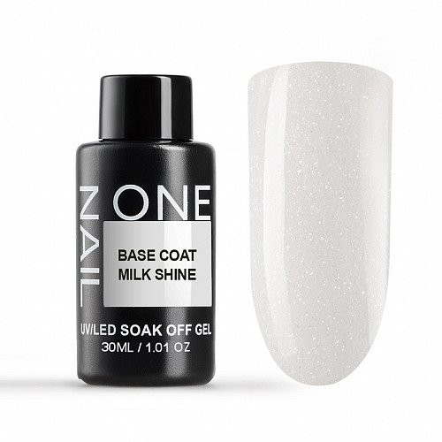ONE NAIL   Base MILK SHINE   30мл (бутылка)   База камуфлирующая эластичная с шиммером  (легкие в снятии)