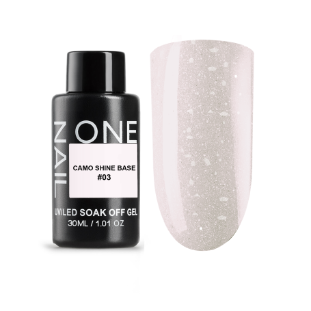 ONE NAIL   Base CAMO SHINE #03   30мл (бутылка)   База камуфлирующая с хлопьями Юки