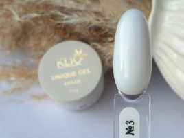 KLIO Unique gel #03 WHITE GLOW 30г Гель для моделирования средне-жидкий с шиммером молочный