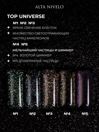 ALTA NIVELO   Топ с шиммером без л/с   10мл   Top   UNIVERSE   #02