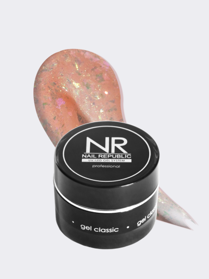 NAIL REPUBLIC   Gel GLAM   #230   15г   Гель  для моделирования средне-жидкий с хлопьями Юки