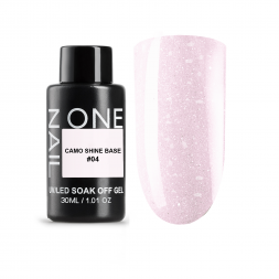 ONE NAIL   База камуфлирующая с хлопьями Юки   Base   CAMO SHINE   #04   30мл   (бутылка)