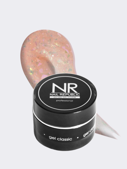 NAIL REPUBLIC   Gel GLAM   #231   15г   Гель  для моделирования средне-жидкий с хлопьями Юки