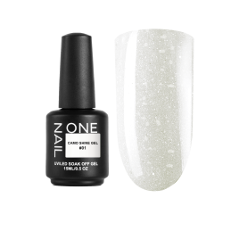 ONE NAIL Gel CAMO SHINE #01 15мл (флакон) Гель для моделирования средне-жидкий с хлопьями Юки молочный