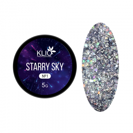 KLIO  Гель-лак с шестигранниками  STARRY SKY  5г (банка)  №01