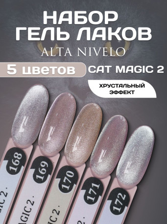 ALTA NIVELO   НАБОР   #168-172 CAT MAGIC 2   5*10мл   Гель-лаки кошачий глаз   [44]