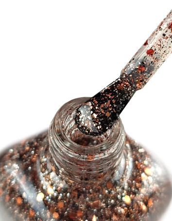 IQ BEAUTY   Prolac   #147 LUXURY FLAKES   12,5мл   Лак для ногтей с биокерамикой полупрозрачный с поталью   Limited