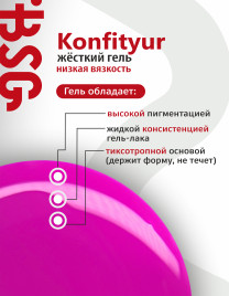 BSG   KONFITYUR во флаконе   #083   НИЗКАЯ ВЯЗКОСТЬ   20мл   Гель для моделирования средне-жидкий неоновый