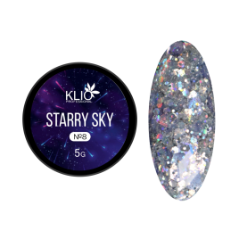 KLIO  Гель-лак с шестигранниками  STARRY SKY  5г (банка)  №08   (СНЯТО)
