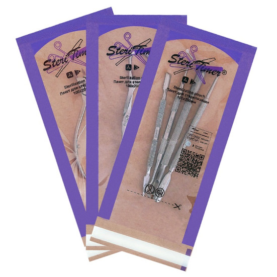 STERITIMER   Крафт пакет  с прозрачной стороной  ФИОЛЕТОВЫЙ  (100шт)  75x150мм