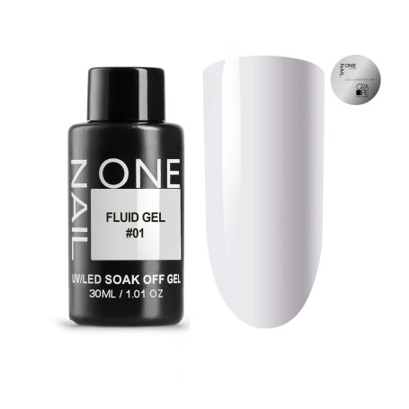 ONE NAIL   Gel FLUID   #01   30г (бутылка)   Гель для укрепления жидкий молочный