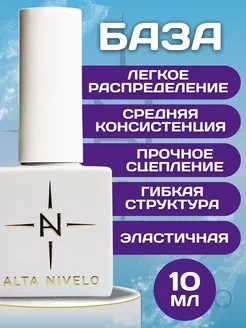 ALTA NIVELO   НАБОР Base RUBBER + Top SUPER SHINE   2*10мл    База прозрачная густая + Топ без л/с    [07]