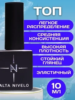 ALTA NIVELO   НАБОР Base RUBBER + Top SUPER SHINE   2*10мл    База прозрачная густая + Топ без л/с    [07]