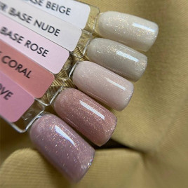 ONE NAIL Base SHIMMER BEIGE 30мл (бутылка) База камуфлирующая эластичная c шиммером (легкие в снятии)