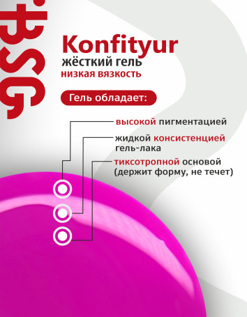 BSG   KONFITYUR во флаконе   #032   НИЗКАЯ ВЯЗКОСТЬ   20мл   Гель для моделирования средне-жидкий белый плотный