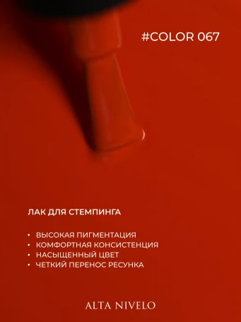 ALTA NIVELO   Лак для стемпинга   6мл   #67   Мягкое серебро