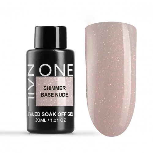 ONE NAIL   Base SHIMMER NUDE   30мл (бутылка)   База камуфлирующая эластичная c шиммером  (легкие в снятии)