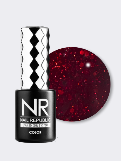 NAIL REPUBLIC   #425 Cherry Lady   10мл   Гель-лак с шестигранниками