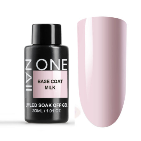 ONE NAIL   Base MILK   30мл (бутылка)   База камуфлирующая эластичная  (легкие в снятии)