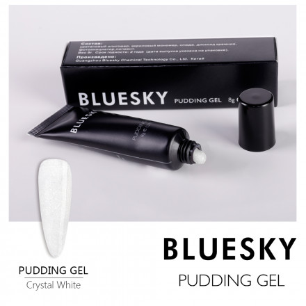 BLUESKY Pudding Gel полигель прозрачно-белый со слюдой Crystal White 8 гр. (Mini)
