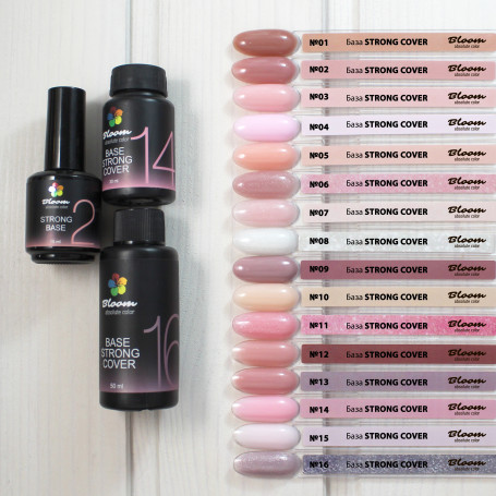 BLOOM   Base Strong COVER   #08   15мл   База камуфлирующая жесткая с шиммером молочная